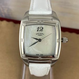 Asymmetrical Rotary Silver Tone and CZ’s Watch